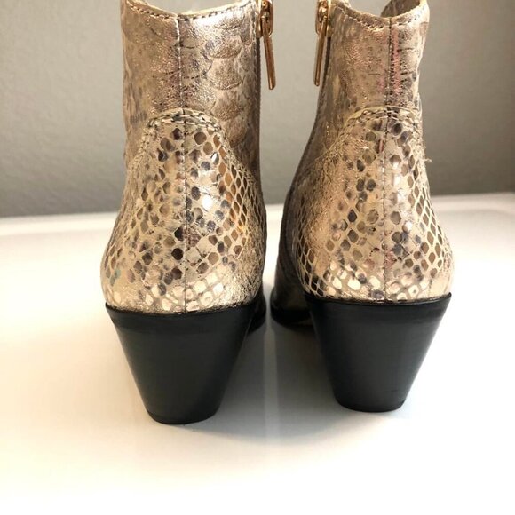 NWT VINCE CAMUTO Jemeila Western Booties Gold Snake Embossed Leather 6 MSRP $160 - Picture 6 of 10